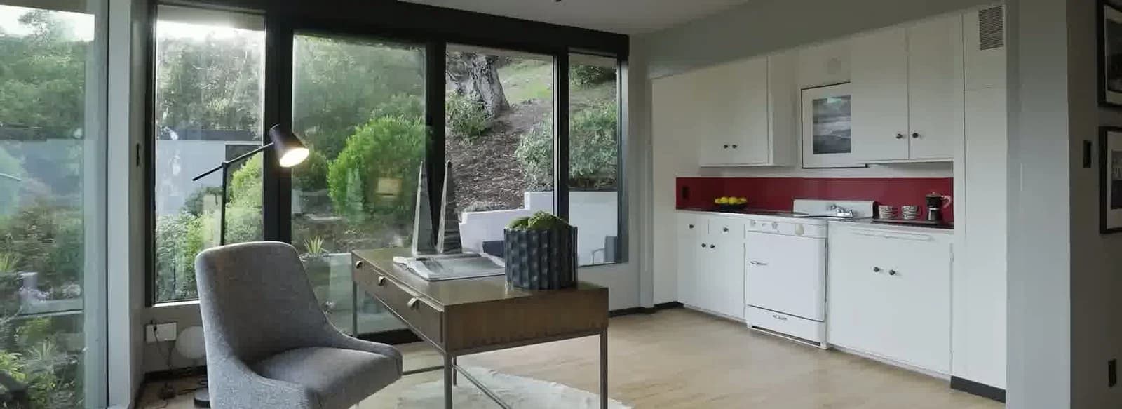 A polished San Francisco bedroom and workspace maintained by Skye Cleaning Group