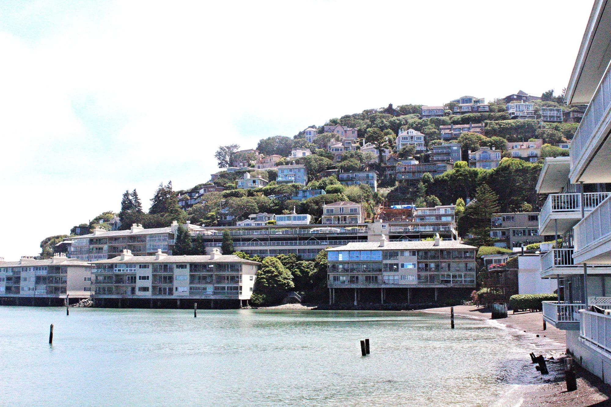 Sausalito waterfront and hillside homes viewed from Richardson Bay