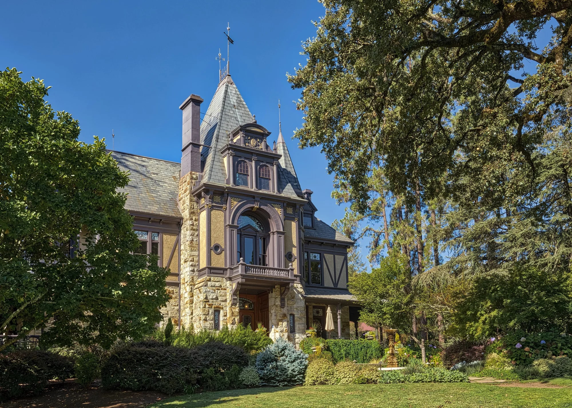 Rhine House historic landmark and landscaped gardens in St. Helena, California