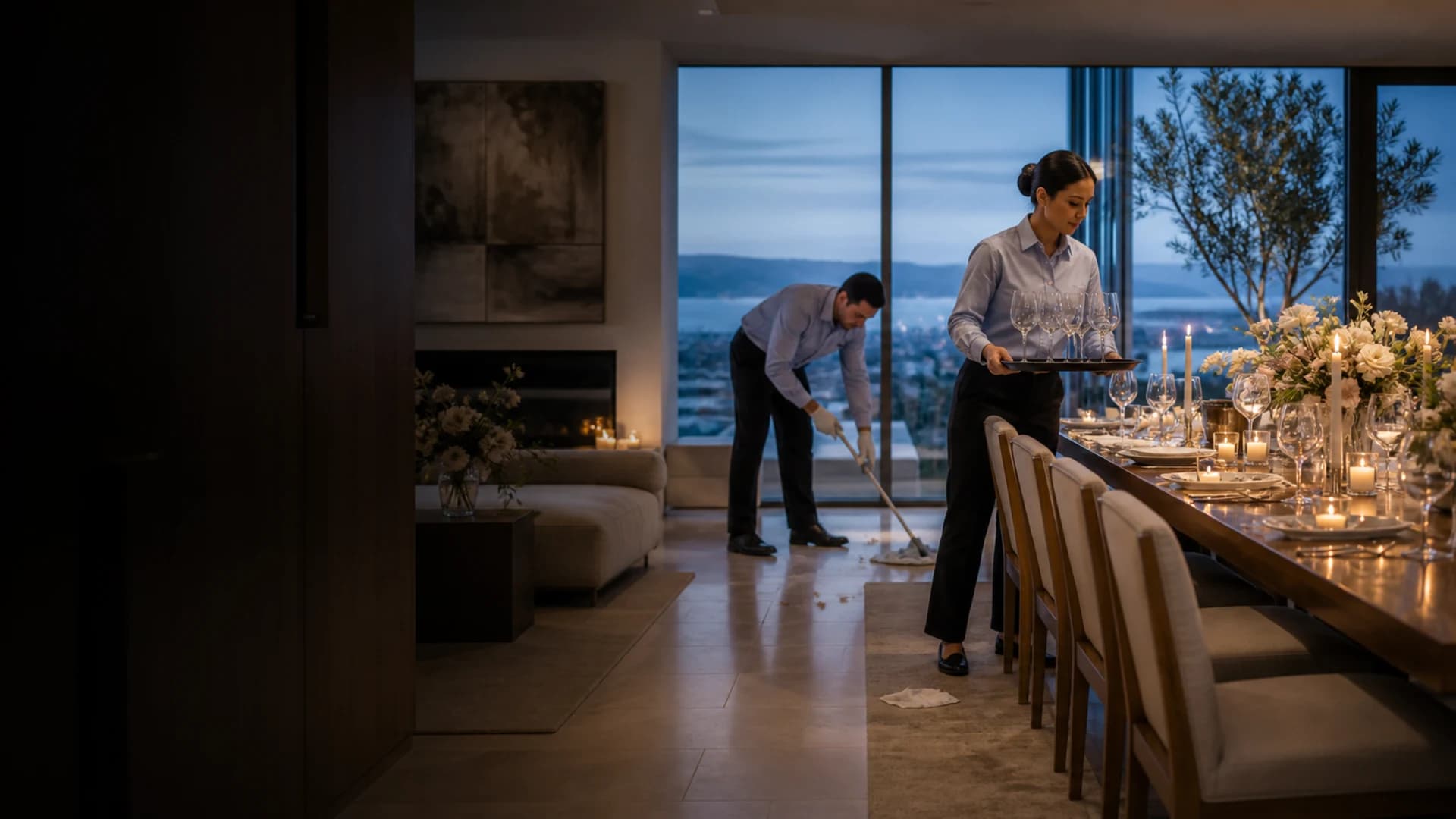 Polished hospitality space prepared after an event reset